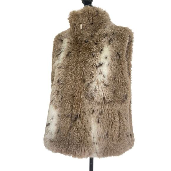 DRESSBARN VEST FAUX FUR SZ L LYNX FUR LEISUREWEAR GRUNGE COZY MOB WIFE CORE - Picture 8 of 16